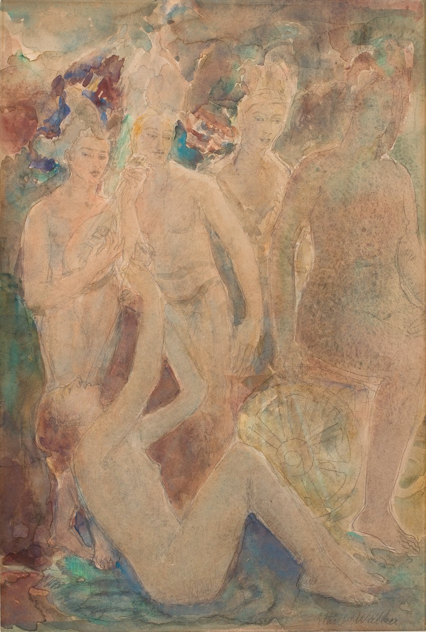 The Passing of Night, ca. 1924 (akvarel og blyant på papir) af Ethel Walker