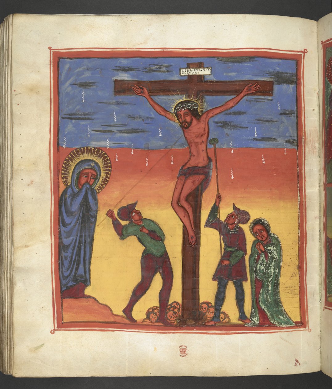 Eller. 607 f178v, Korsfæstelse, Scene fra Jomfru Marias liv, fra 