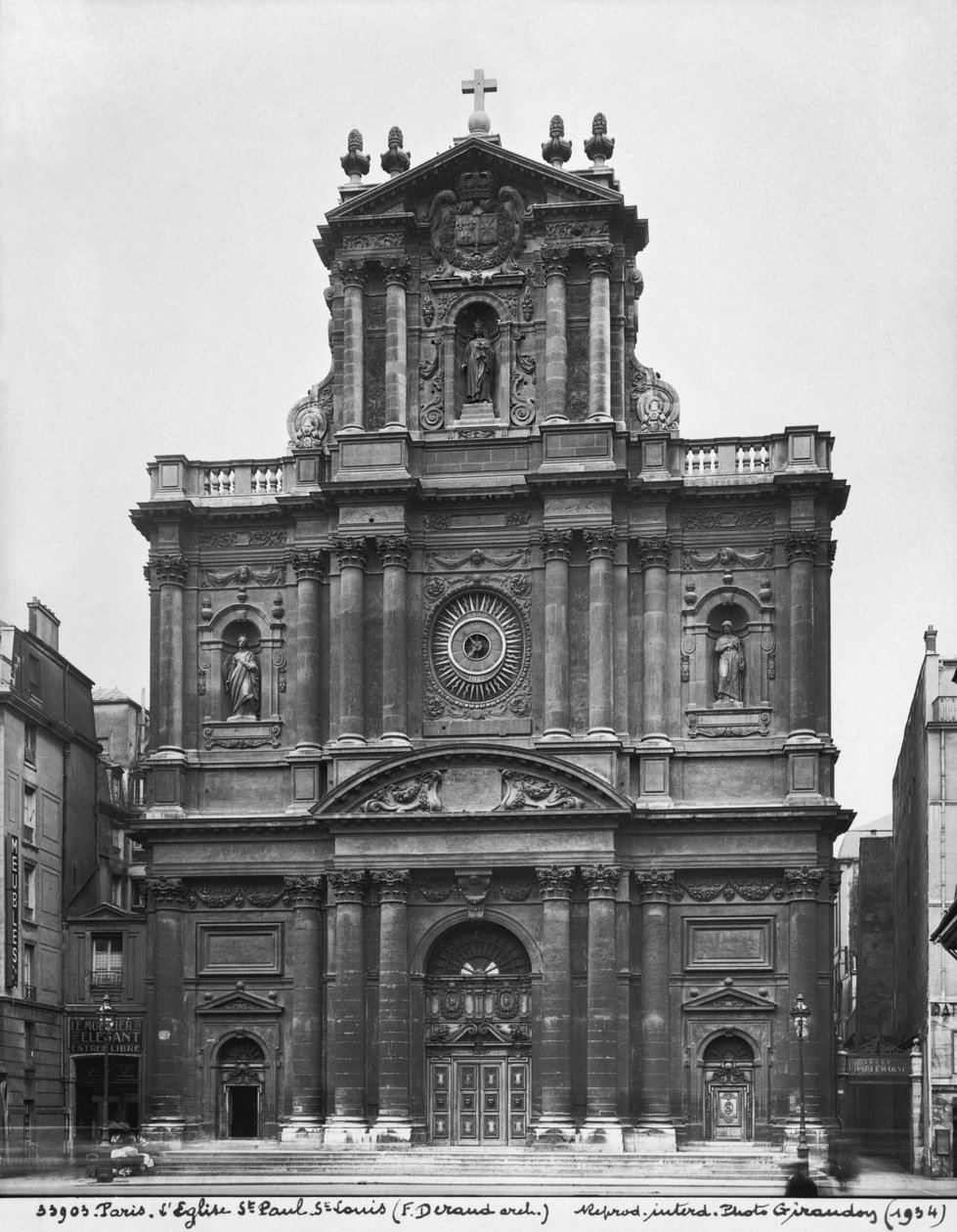 Udsigt over facaden af Saint-Paul-Saint-Louis-kirken, Paris, 1627-41 af Etienne and Derand, F. Martellange