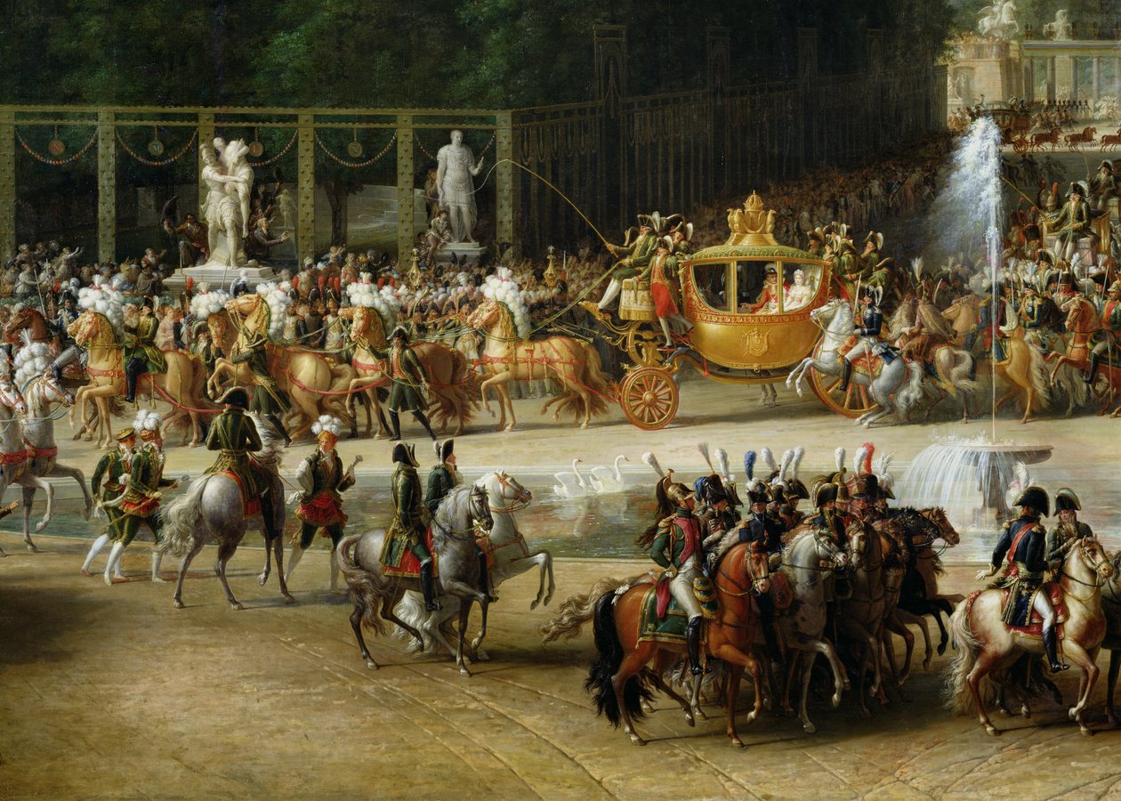 Napoleons (1769-1821) og Marie-Louises (1791-1847) indtog i Tuilerierne på dagen for deres bryllup, 2. april 1810 (detaljeret) (se også 19847 og 335481) af Etienne Barthelemy Garnier
