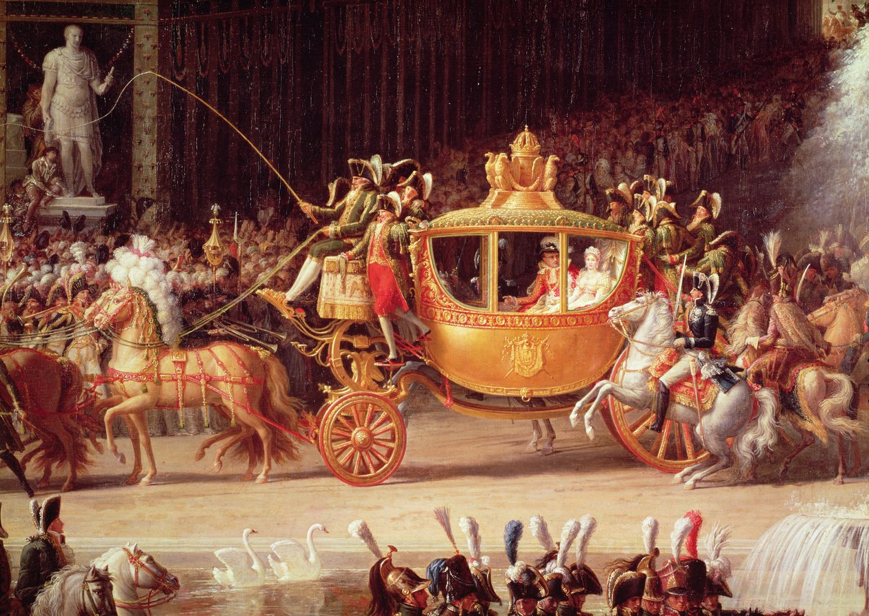 Napoleons (1769-1821) og Marie-Louises (1791-1847) indtog i Tuilerierne på dagen for deres bryllup, 2. april 1810, detalje af vognen, 1810 (se også 155379 og 3 af Etienne Barthelemy Garnier
