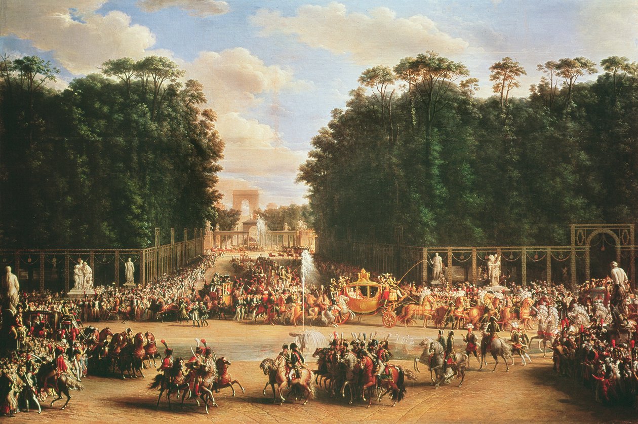 Napoleons og Marie-Louises indtog i Tuilerierne på dagen for deres bryllup, den 2. april 1810 (se også 19847 og 155379) af Etienne Barthelemy Garnier