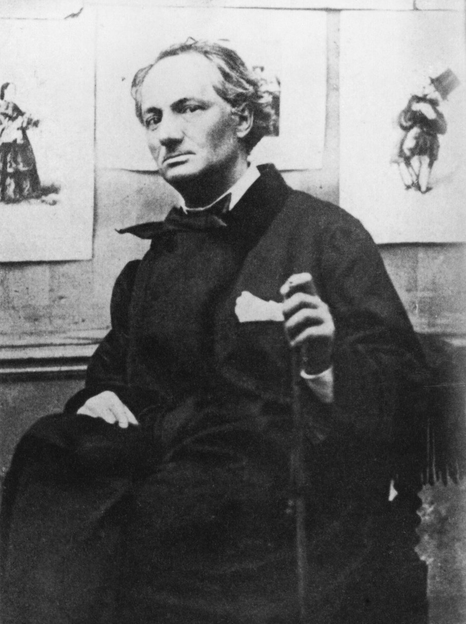 Charles Baudelaire (1821-67) med stik, c.1863 af Etienne Carjat