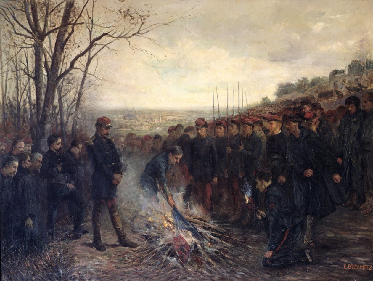 General Lapasset (1817-75) brænder sine flag, 26. oktober 1870, 1882 af Etienne Dujardin Beaumetz
