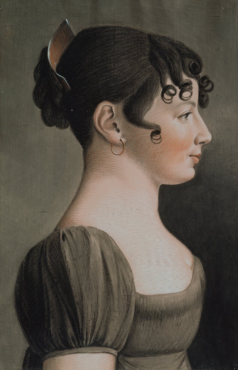Portræt af en ung pige (pastel på papir) af Etienne Esperance Bouchardy