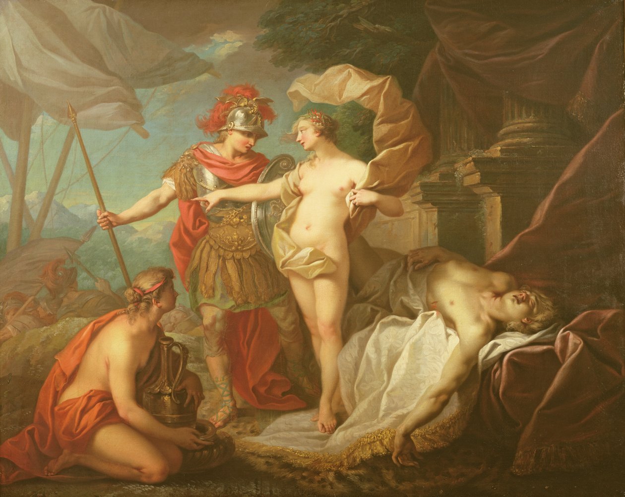 Achilles tager af sted for at hævne Patroklos død af Étienne Jeaurat