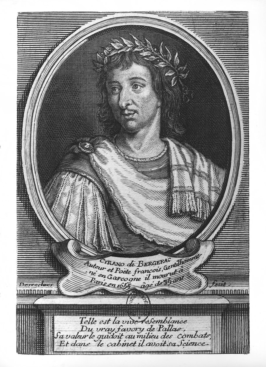 Portræt af Savinien af ​​Cyrano de Bergerac af Etienne Jehandier Desrochers