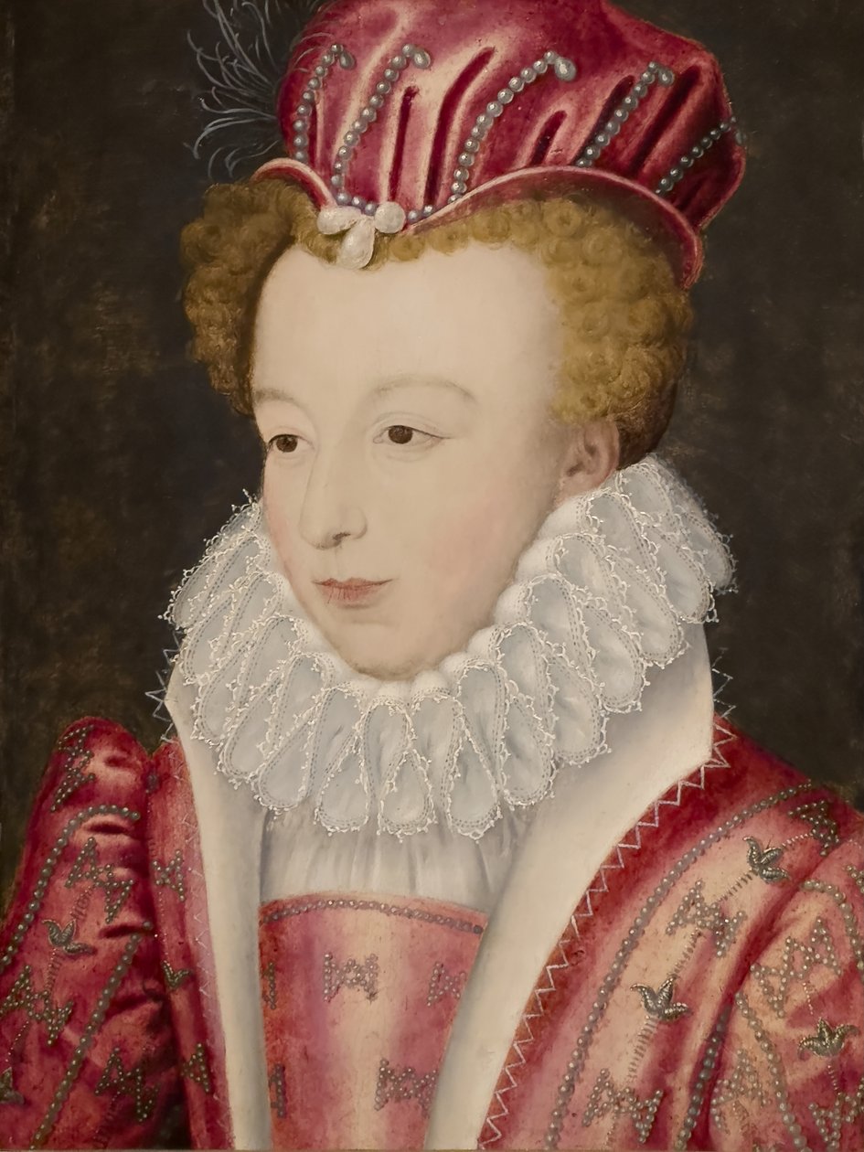 Portræt af Marguerite de France, dronning af Navarra, efter 1572 (Olie på træ) af Etienne (after) Dumonstier