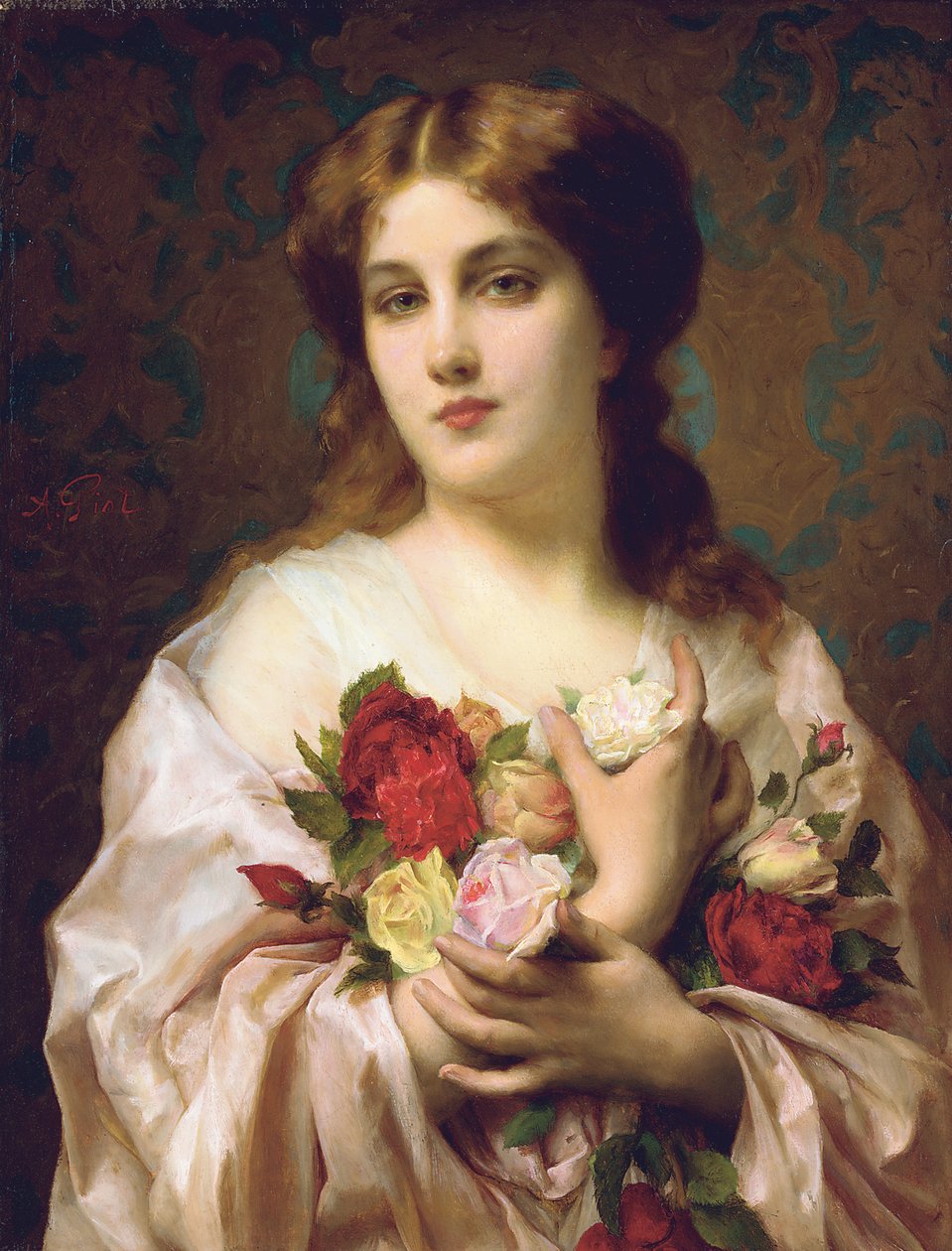 Portræt af en pige af Etienne Adolphe Piot