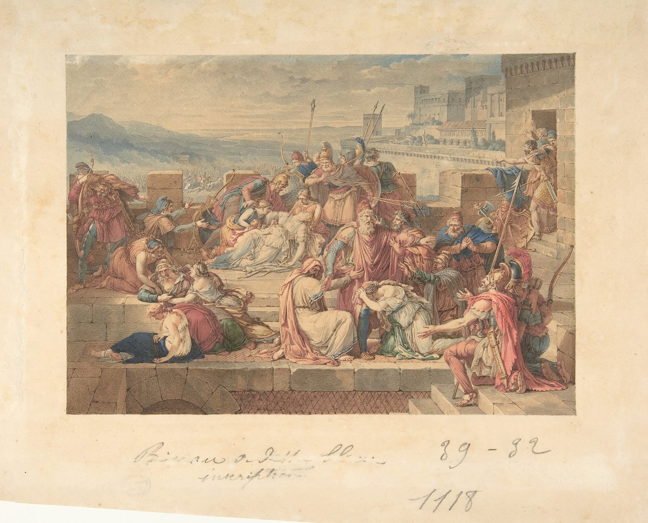 Priam og hans familie sørger over Hectors død, n.d.. af Etienne Barthelemy Garnier