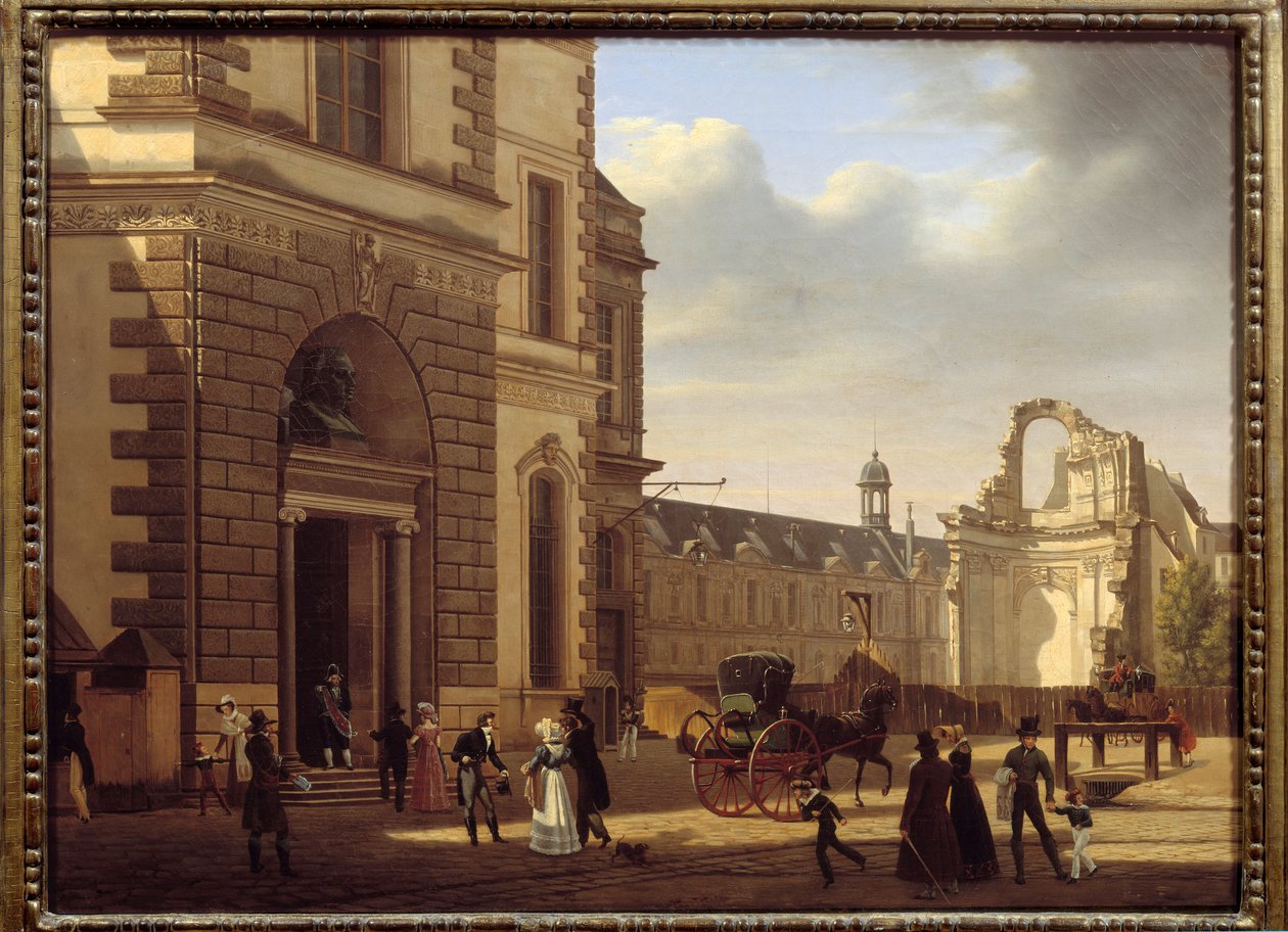Indgang til Louvre-museet og ruinerne af Saint Louis du Louvre. Udsigt over Paris. Maleri af Etienne Bouhot (1780-1862) af Etienne Bouhot