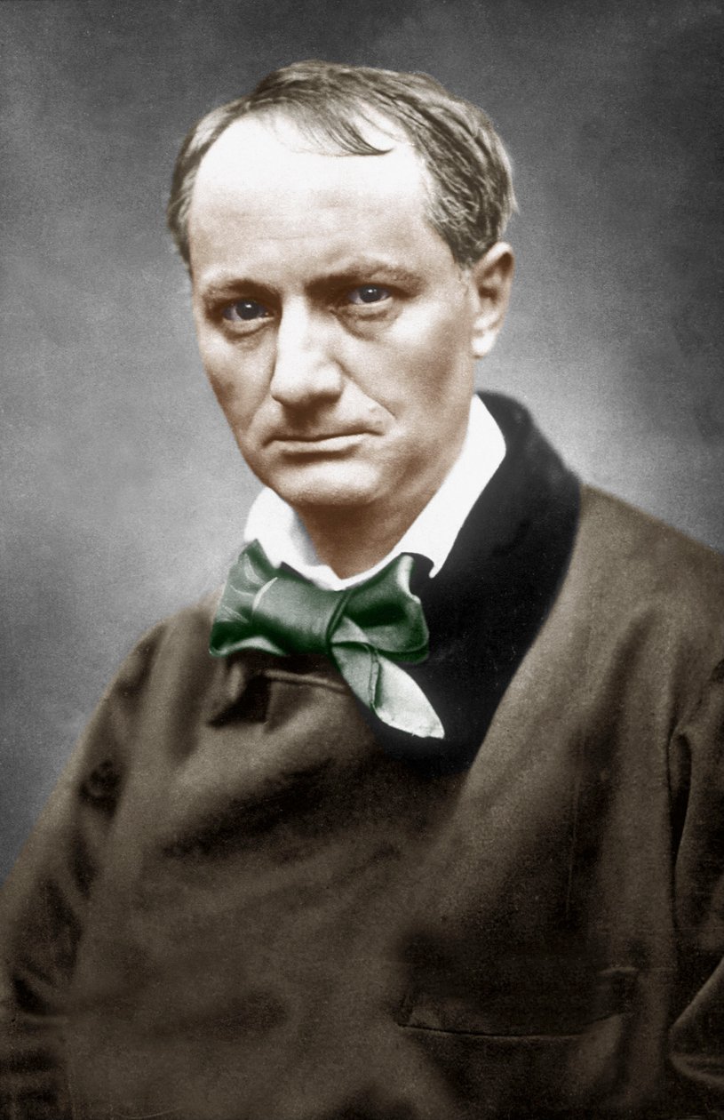 Charles Baudelaire, c.1866 (håndfarvet foto) af Etienne Carjat