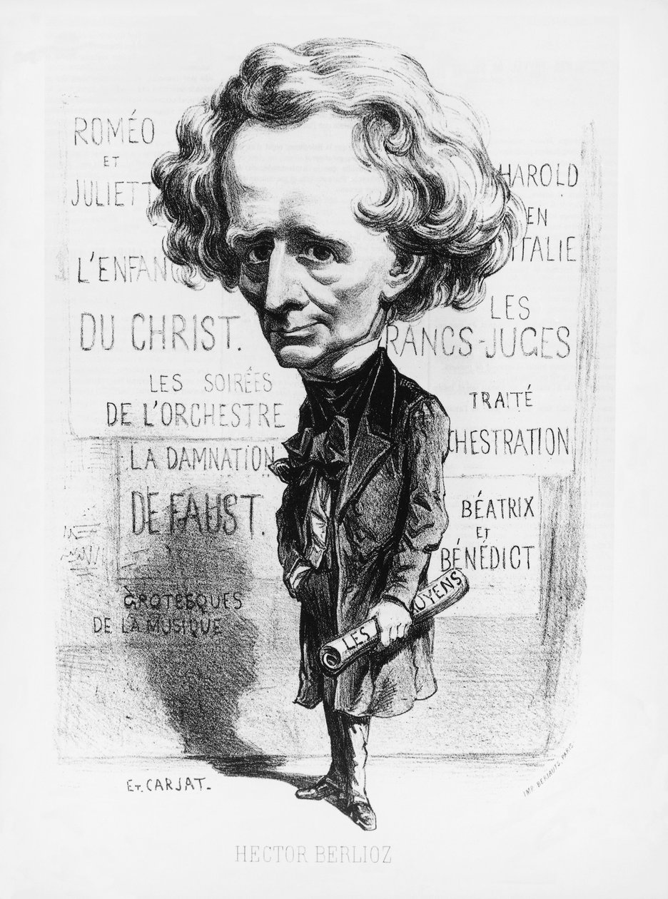 Frankrig, Paris, Karikatur af komponisten Hector Berlioz (1803 - 1869) af Etienne Carjat