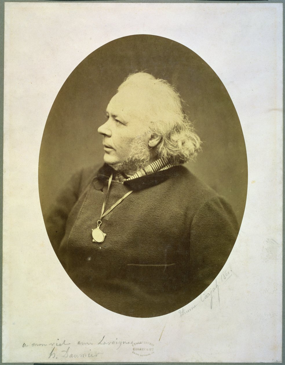 Portræt af Honore Daumier (1808-79) 1861 (albumin print) af Etienne Carjat