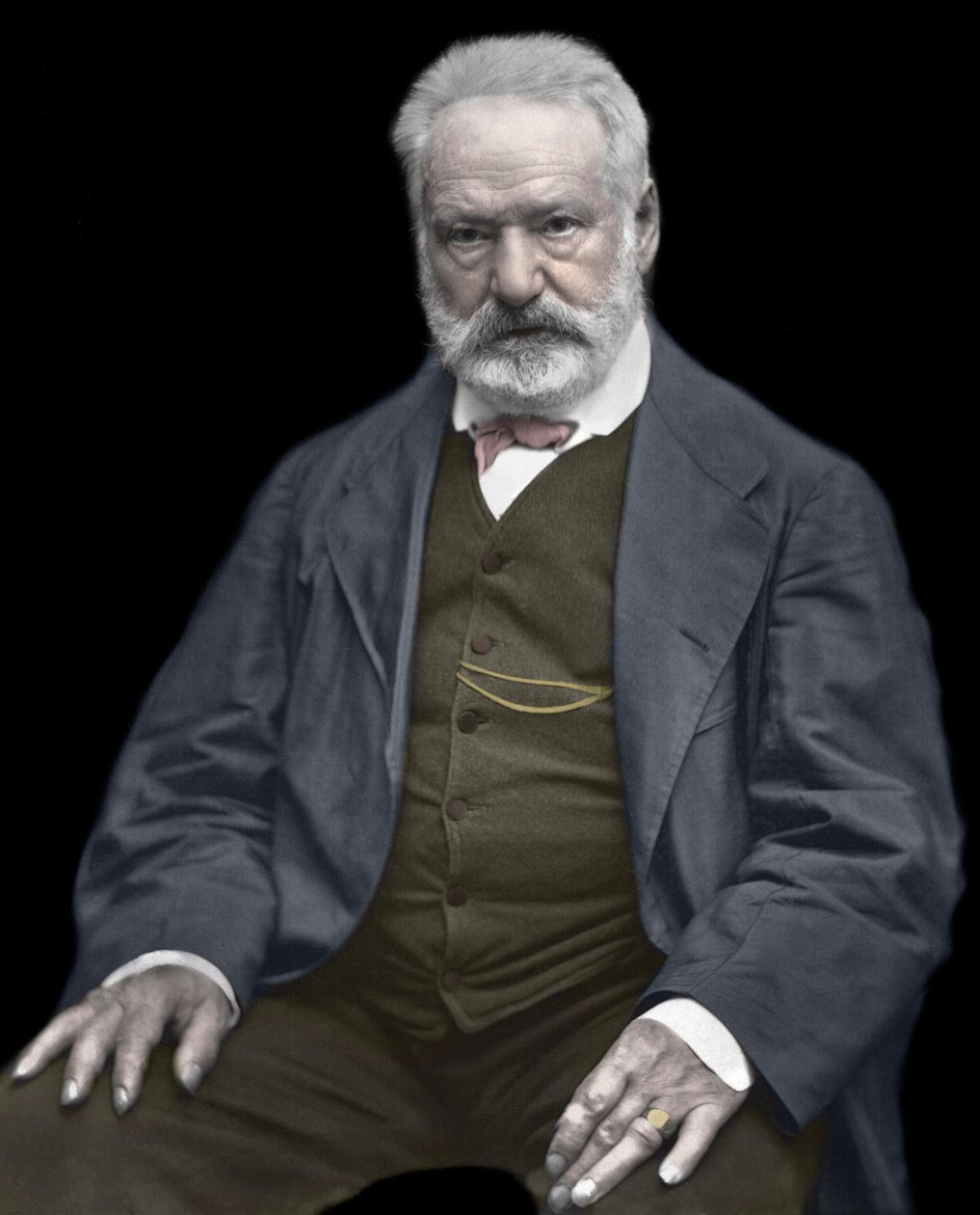 Portræt af Victor Hugo (1802-1885), fransk forfatter og digter, Farvelægning på et fotografi af Etienne Carjat (1828-1906) - Victor Hugo (1802-1885). engelsk forfatter og digter. ca. 1870. Farvefotografi. af Etienne Carjat