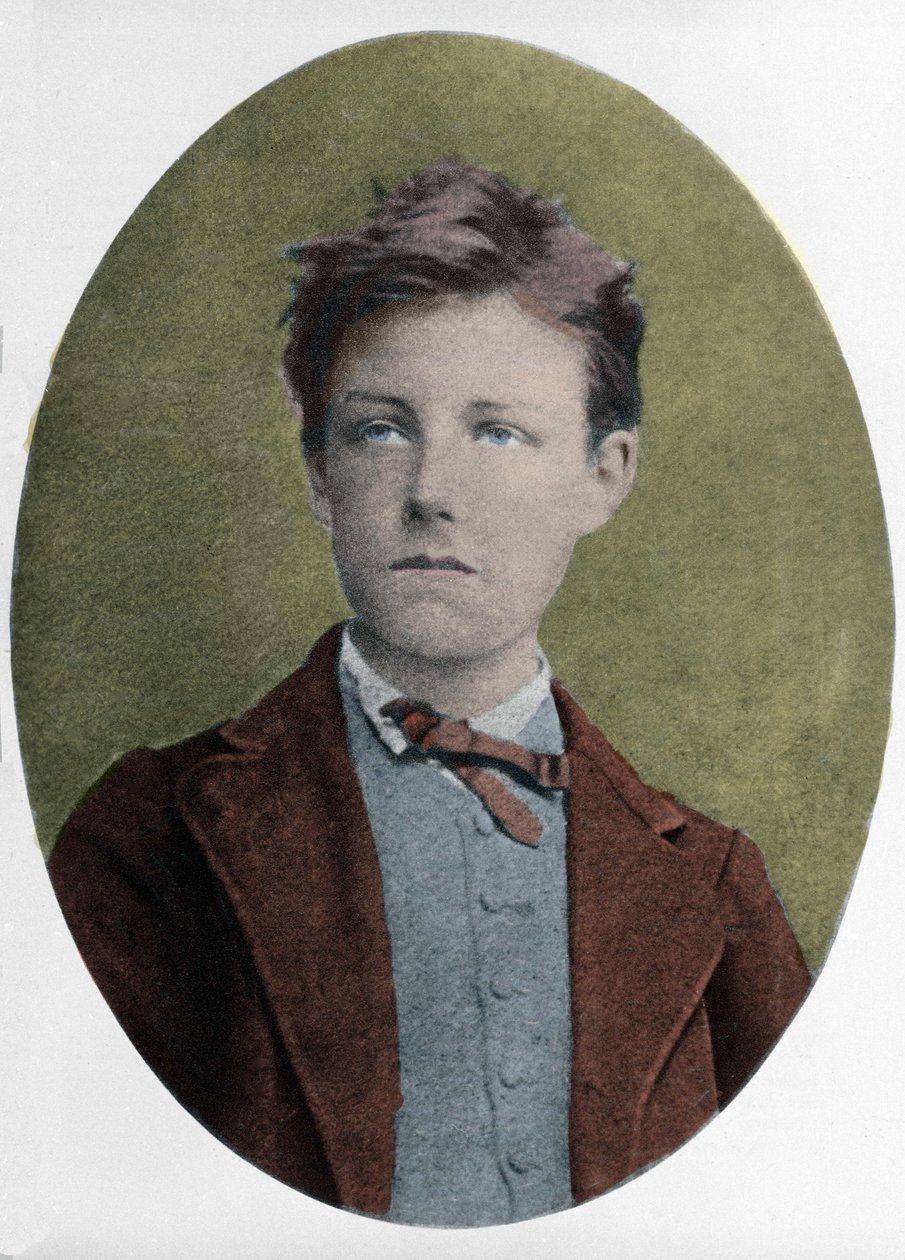portræt af Arthur Rimbaud (1854-1891), fransk digter, i en alder af 17, af Carjat. af Etienne Carjat