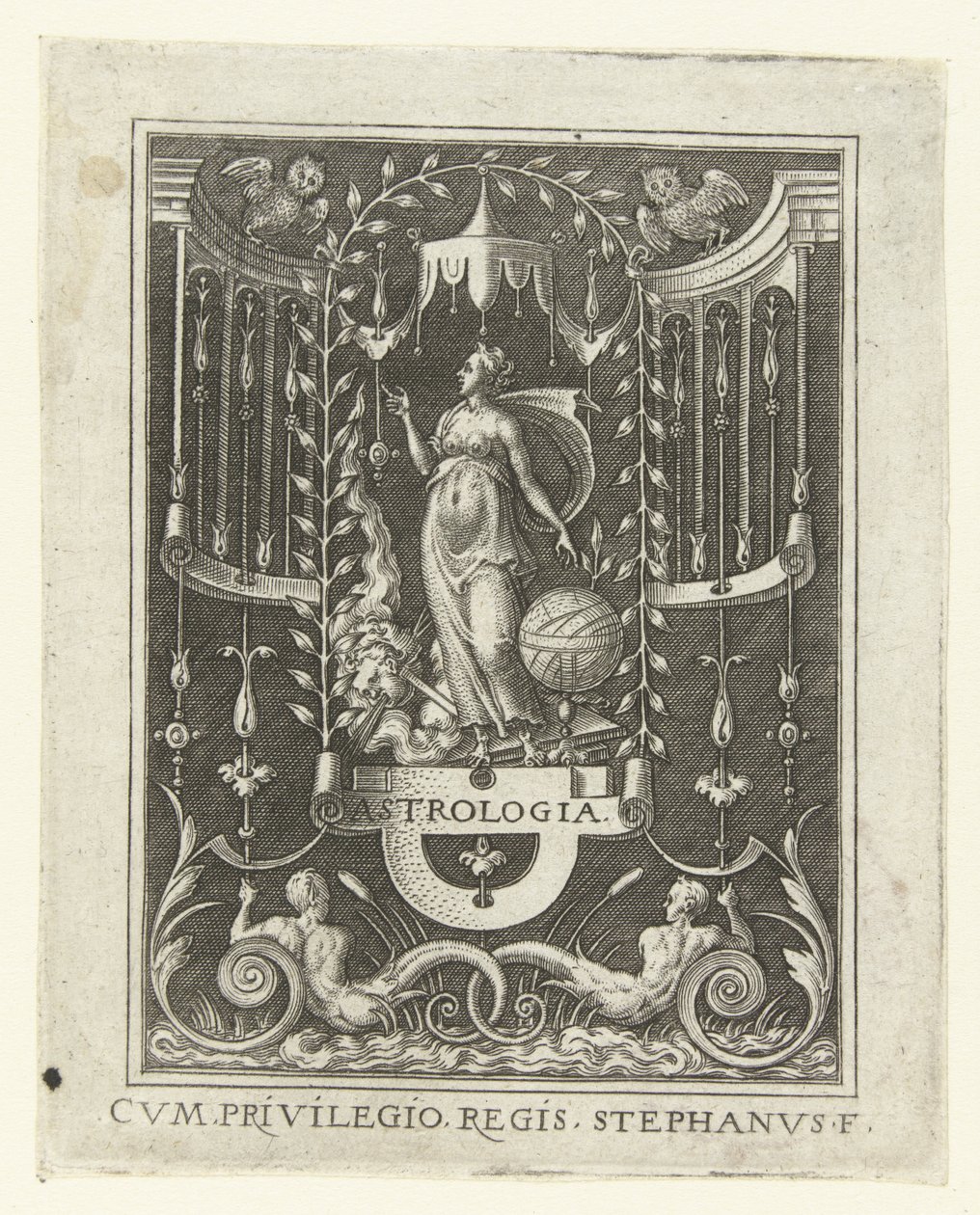 Astrologi ASTROLOGI. (titel på objekt) Fire liberale kunster, perspektivet og arkitekturen, repræsenteret af kvinder (senere version) (serietitel) af Etienne Delaune