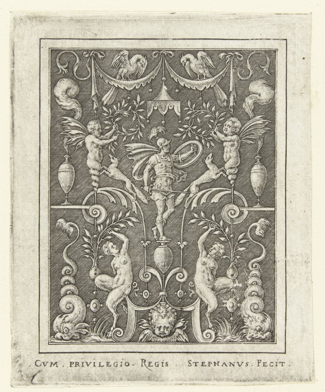 Mars Overfladedekorationer med gudefigurer i en ramme af grotesker (senere version) (serietitel) af Etienne Delaune