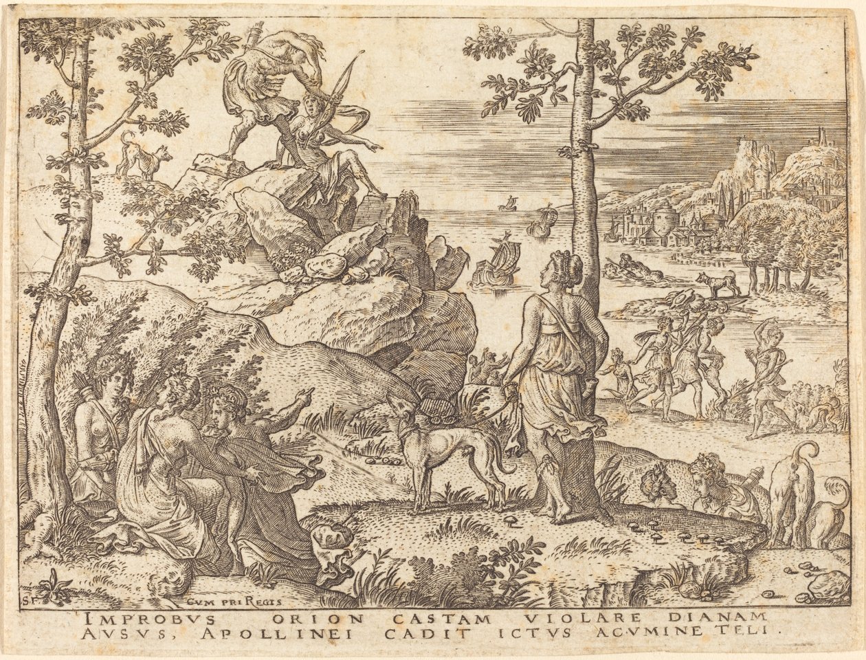 Orion dræbt af Apollo af Etienne Delaune
