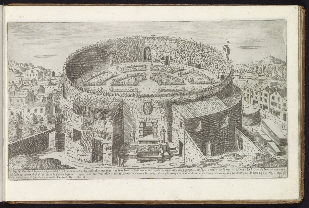 Augustus Mausoleum med en anlagt have i Rom Gamle bygninger (serietitel) I vestigi dell