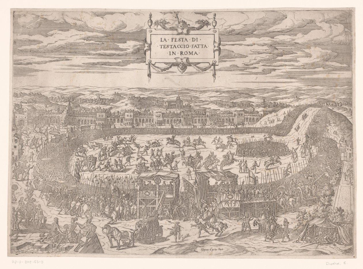 Pavelig fest på Testaccio i Rom i 1534 La festa di Testaccio fatta i Roma (titel på objekt) af Etienne Duperac