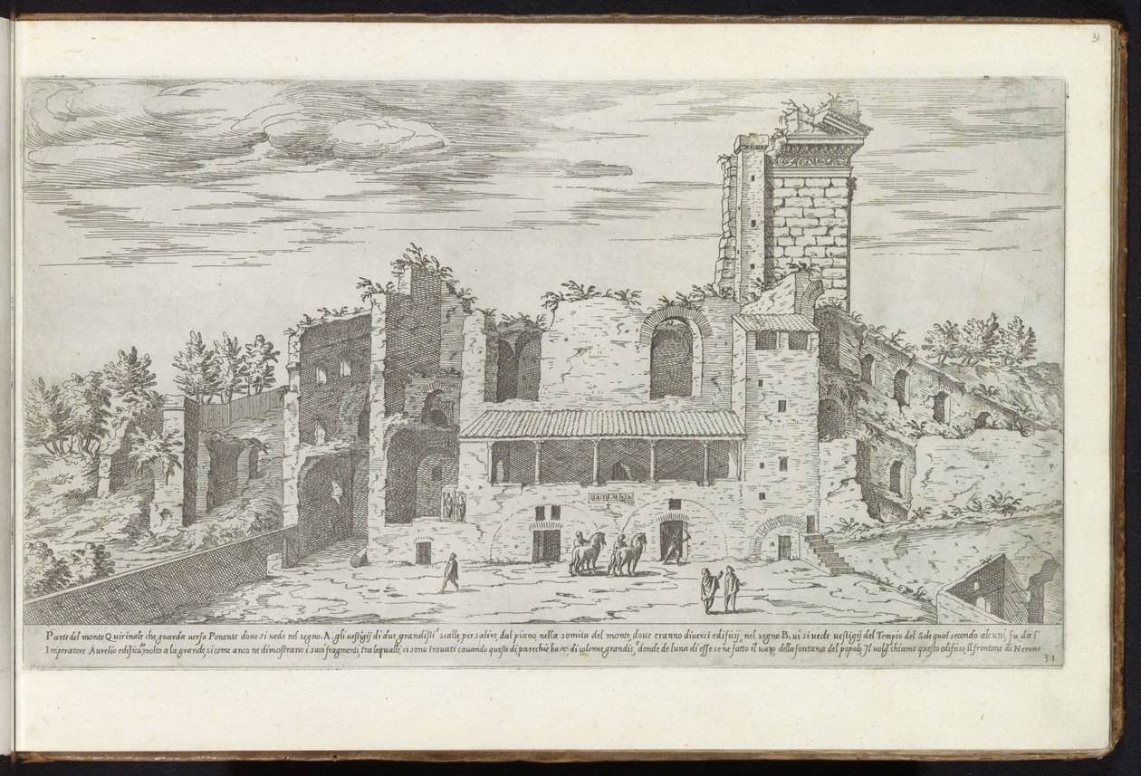 Ruinerne af Quirinale i Rom Bouwwerken uit de oudheid (serietitel) Resterne af det antikke Rom indsamlet og fotograferet i perspektiv af Stefano Du Perac Parisino (serietitel om objekt) af Etienne Duperac