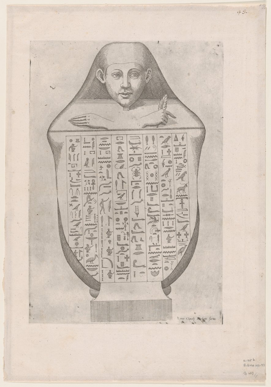 Speculum Romanae Magnificentiae: Ansigt af en egyptisk canopic va..., slutningen af det 16. til begyndelsen af det 17. århundrede. af Etienne Duperac
