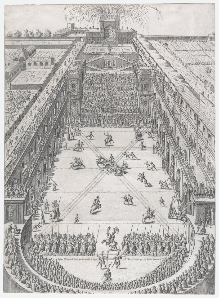 Mirror of Roman Magnificence: Ægteskab af Annibale Altemps og Ortensia Borromeo, Rom,..., 1565. af Etienne Duperac