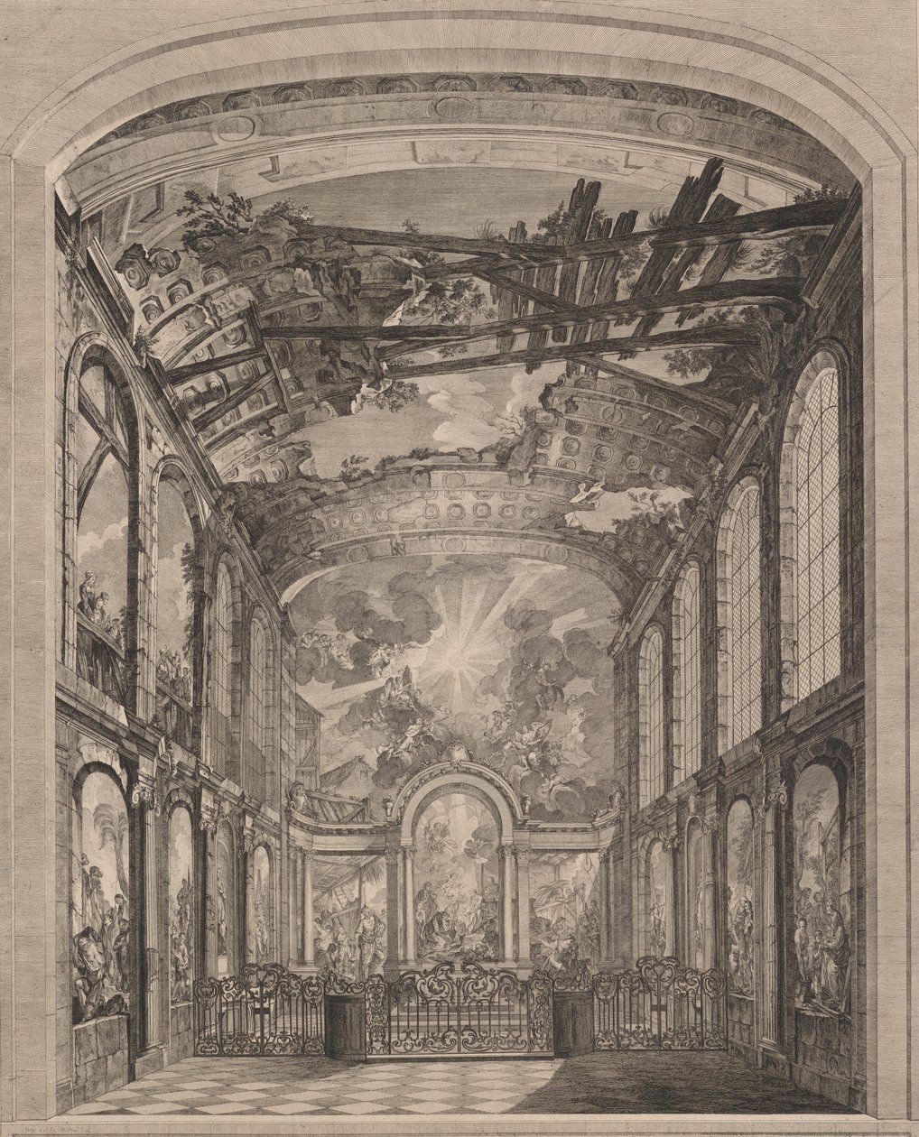 Indvendigt billede af Foundlings, 1759. af Etienne Fessard