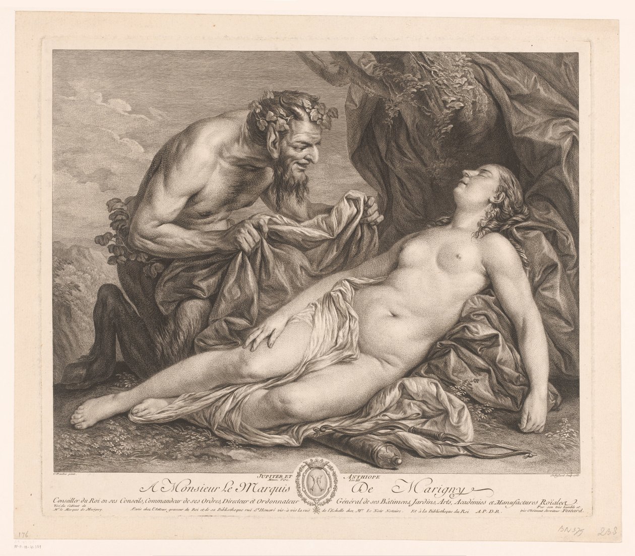Jupiter og Antiope Jupiter og Antiope (titel på objekt) af Etienne Fessard