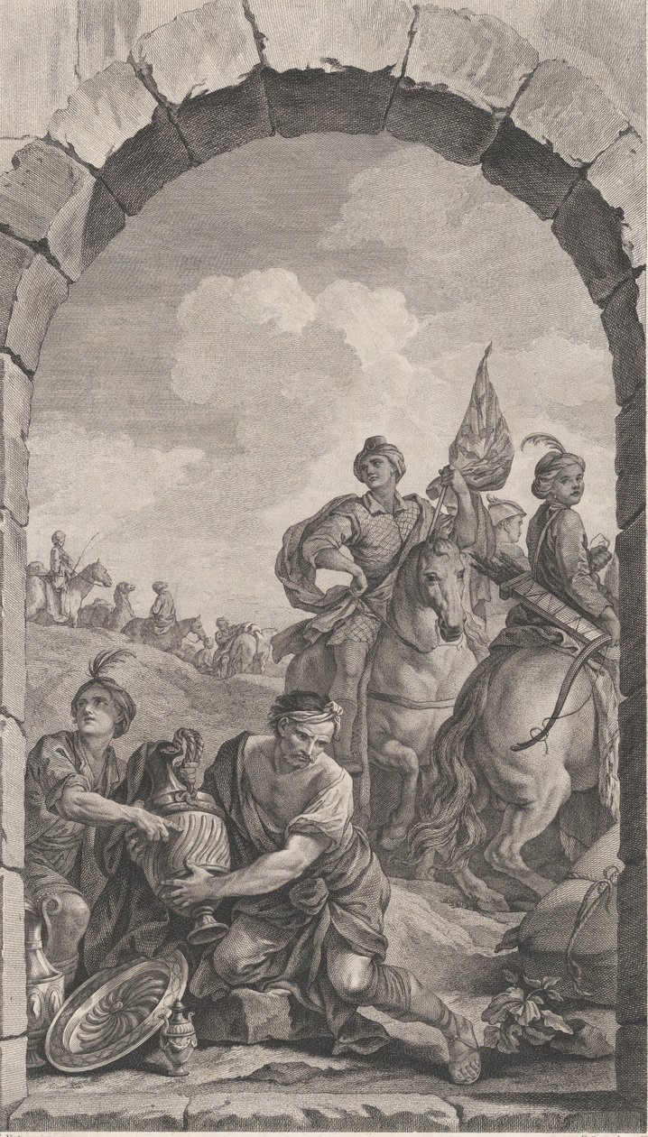 The Chapel of the Foundlings in Paris: The Suite of the Magi: Cavaliers, 1756. af Etienne Fessard
