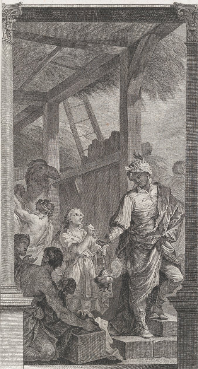 The Chapel of the Foundlings i Paris: Le Roi mage Balthazar et sa suite, 1752. af Etienne Fessard