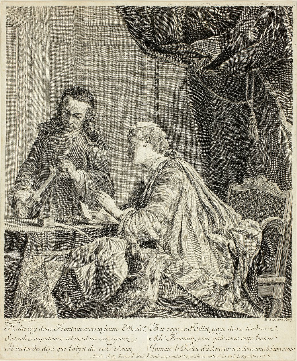 Kvinde forsegler et brev af Etienne Fessard