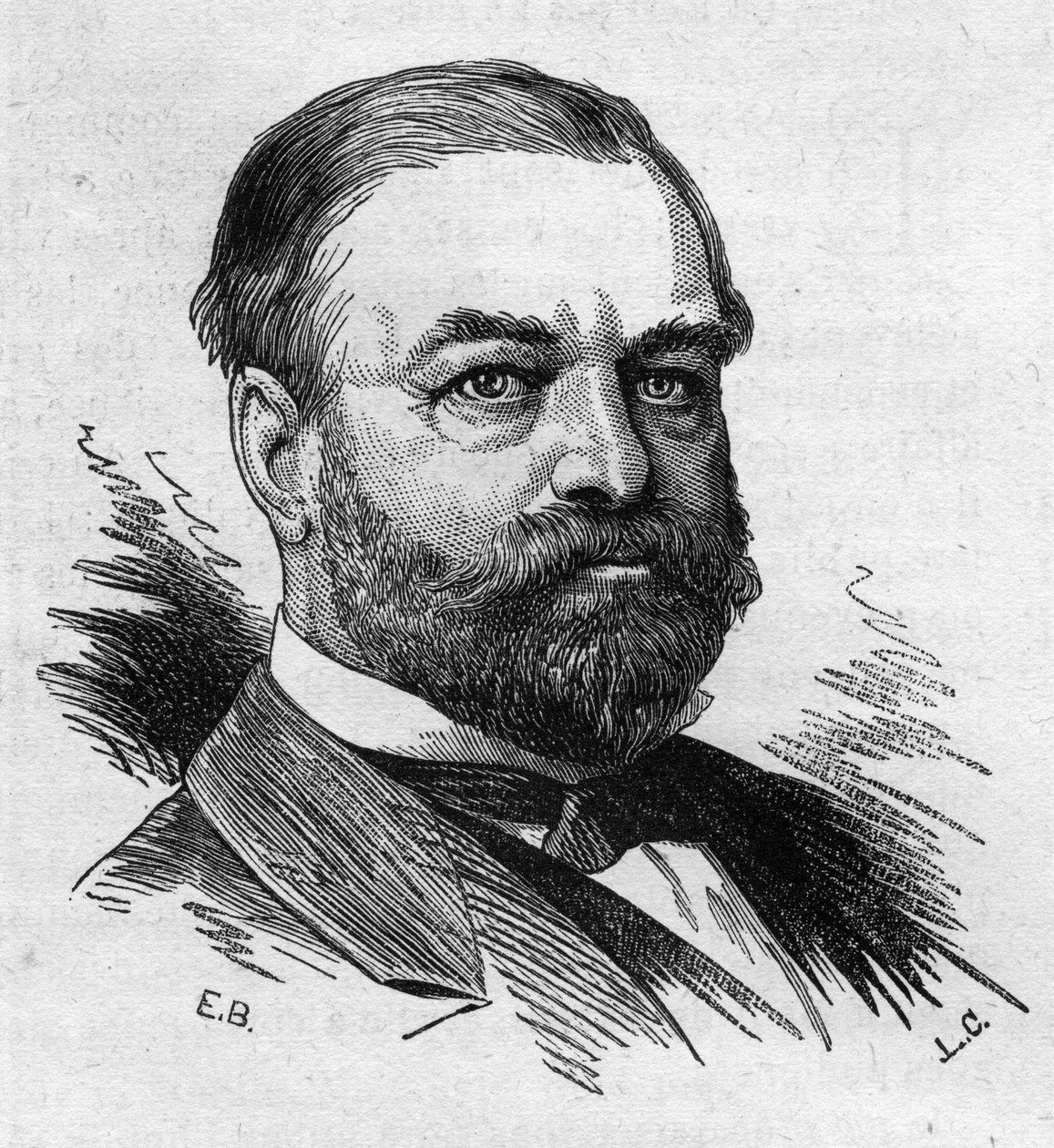 Portræt af Adolphe Cochery (1819 -1900), fransk politiker. Indgravering af Bocour i "" Le Monde Illustré"" nr. 1287 af 26. november af Etienne Gabriel Bocourt