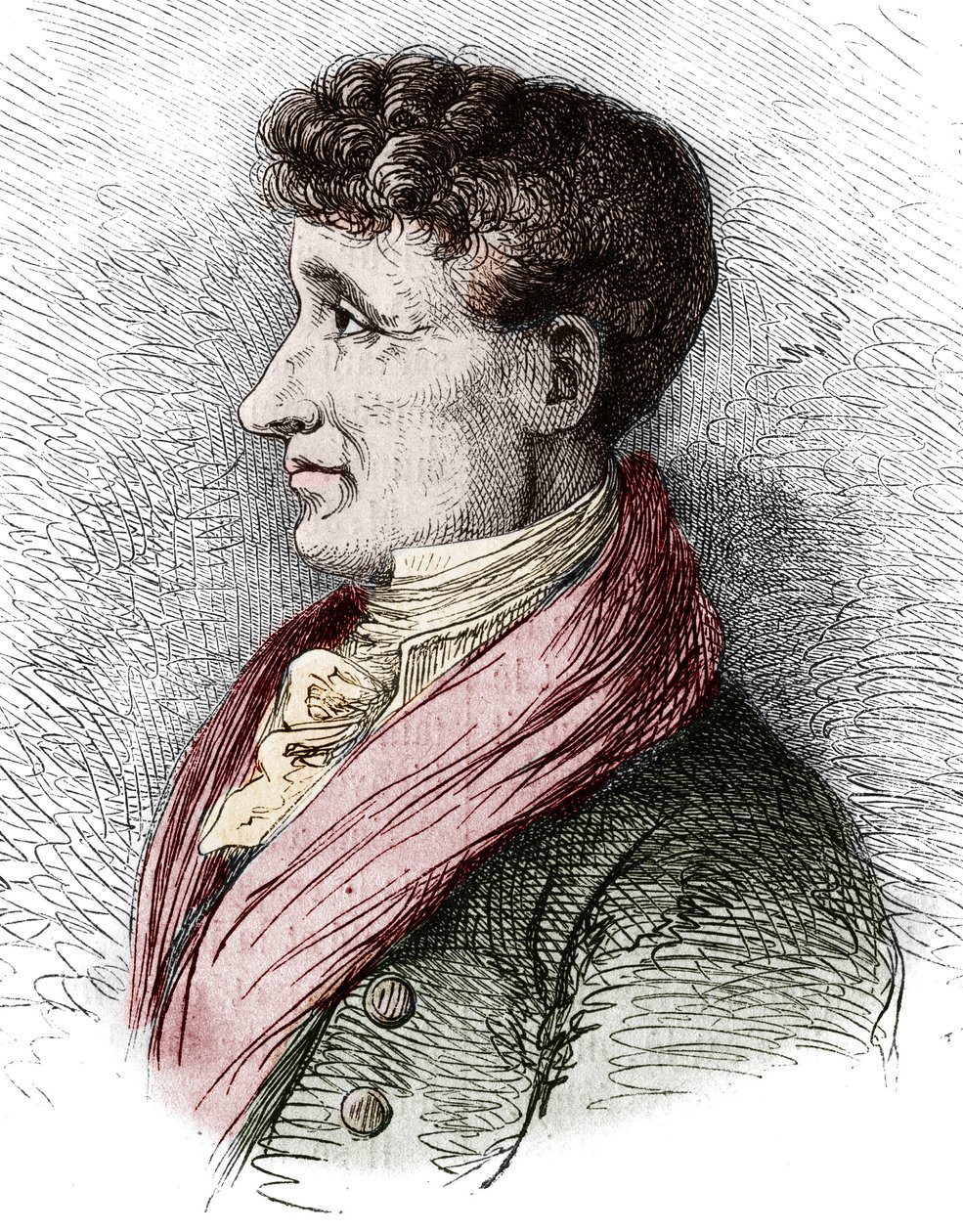Portræt af Joseph Joubert (1754-1824), fransk forfatter. Gravering af Bocour i "" Le Magasin maleriske"" af Etienne Gabriel Bocourt