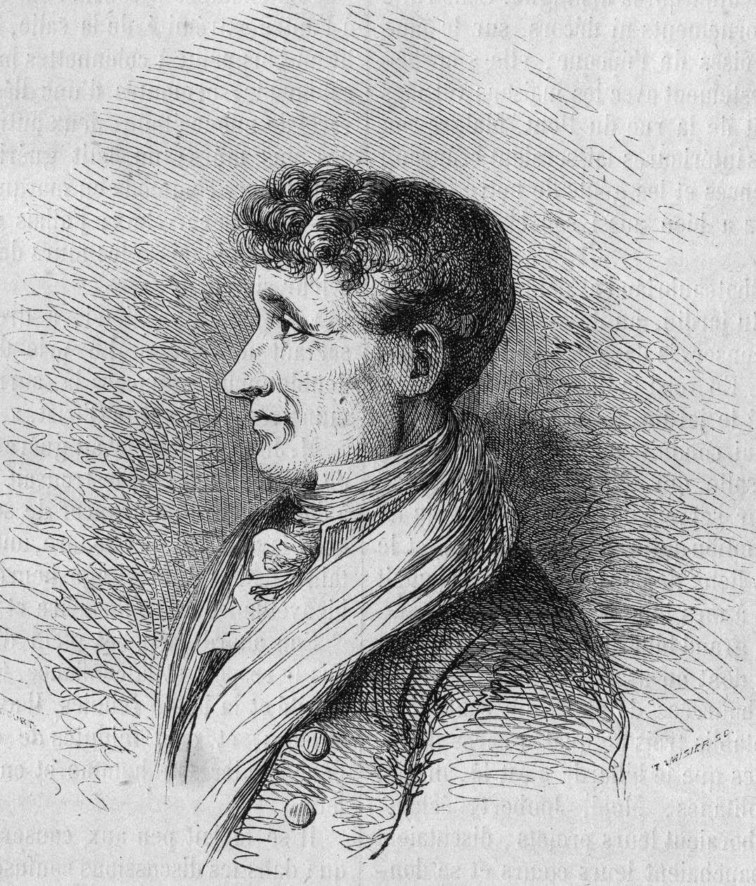 Portræt af Joseph Joubert (1754-1824), fransk forfatter. Gravering af Bocour i "" Le Magasin maleriske"" af Etienne Gabriel Bocourt