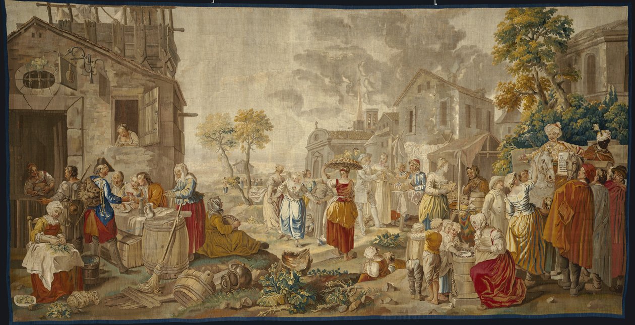 Det udendørs marked, fra landsbyfestivaler, 1775-89 af Étienne Jeaurat