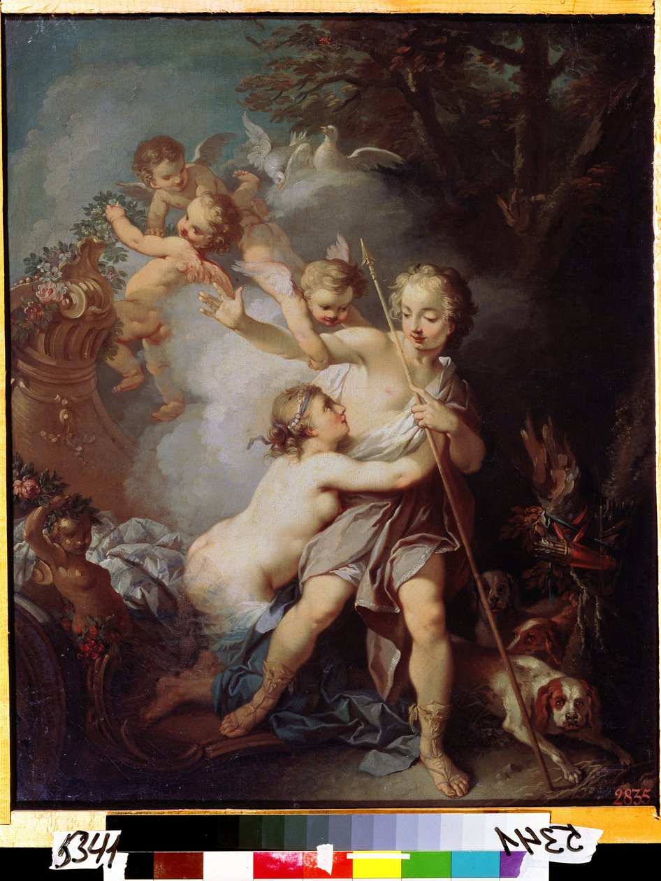 ""Venus And Adonis"" (Venus And Adonis) Maleri af Etienne Jeaurat (1699-1789) Omkring 1750 Moskva, Pushkin Museum af Étienne Jeaurat