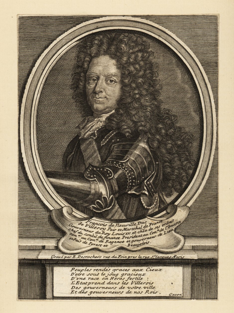 Francois de Neufville, 2. hertug af Villeroy, fransk soldat af Etienne Jehandier Desrochers