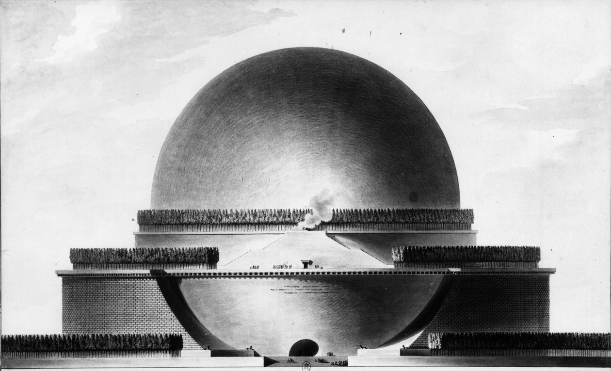 Cenotaph at Newton - E.L. Boullee. af Etienne Louis Boullee