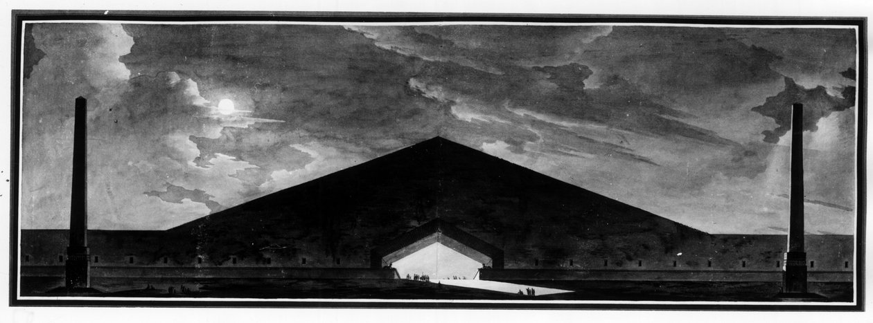 Begravelsesmonument "" karakteriserer genren skyggearkitektur"" - E.L. Boullee. af Etienne Louis Boullee