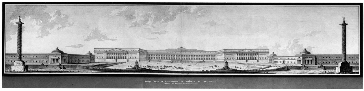 Projekt til renovering af slottet e Versailles, højde og perspektiv - E.L. Boullee. af Etienne Louis Boullee