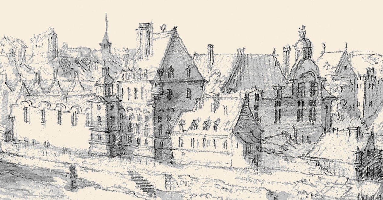 Martellange, Udsigt over Paris 1620 - Ashmolean Museum (detalje med Hôtel de Nevers) (tilpasset) af Etienne Martellange
