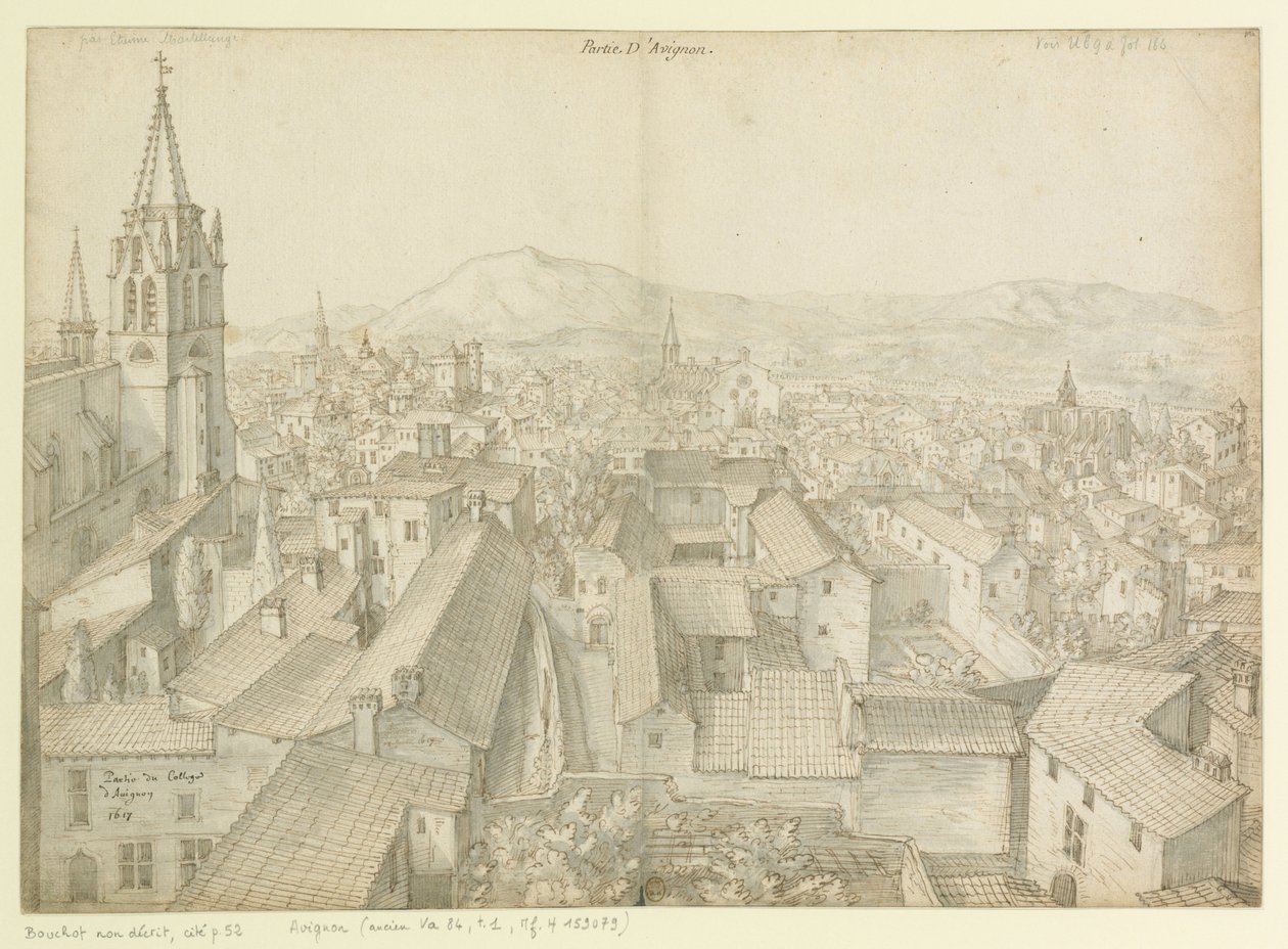 En del af kollegiet  i Avignon  1617 : En del af Avignon af Etienne Martellange