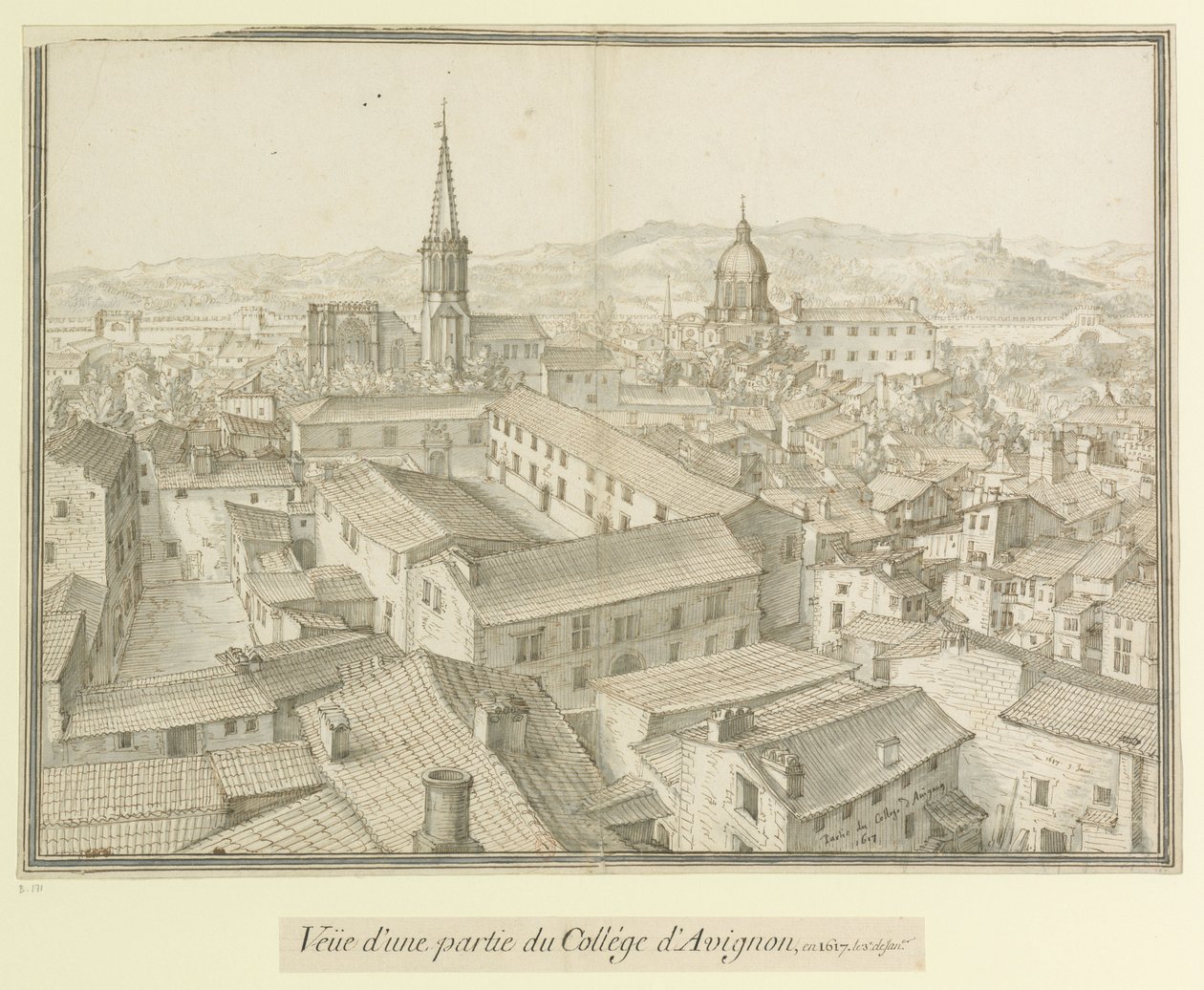 En del af kollegiet i Avignon  1617 : Overdragelse af en del af kollegiet i Avignon i 1617. 3. januar. af Etienne Martellange