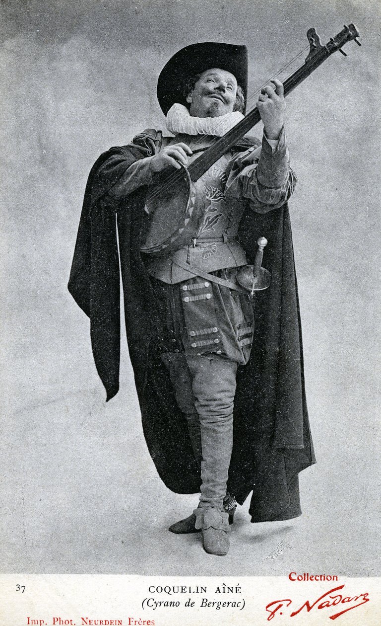 Constant Poppy aka Coquelin aîné (1841 - 1909) fotograferet i kostume af Cyrano de Bergerac (foto) af Etienne Neurdein