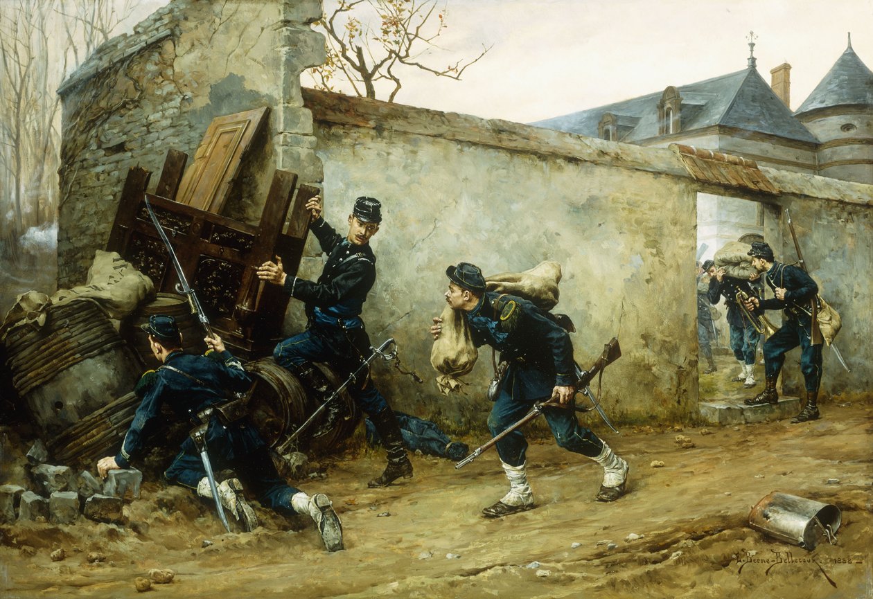 Et overraskelsesangreb, 1888 af Etienne Prosper Berne Bellecour