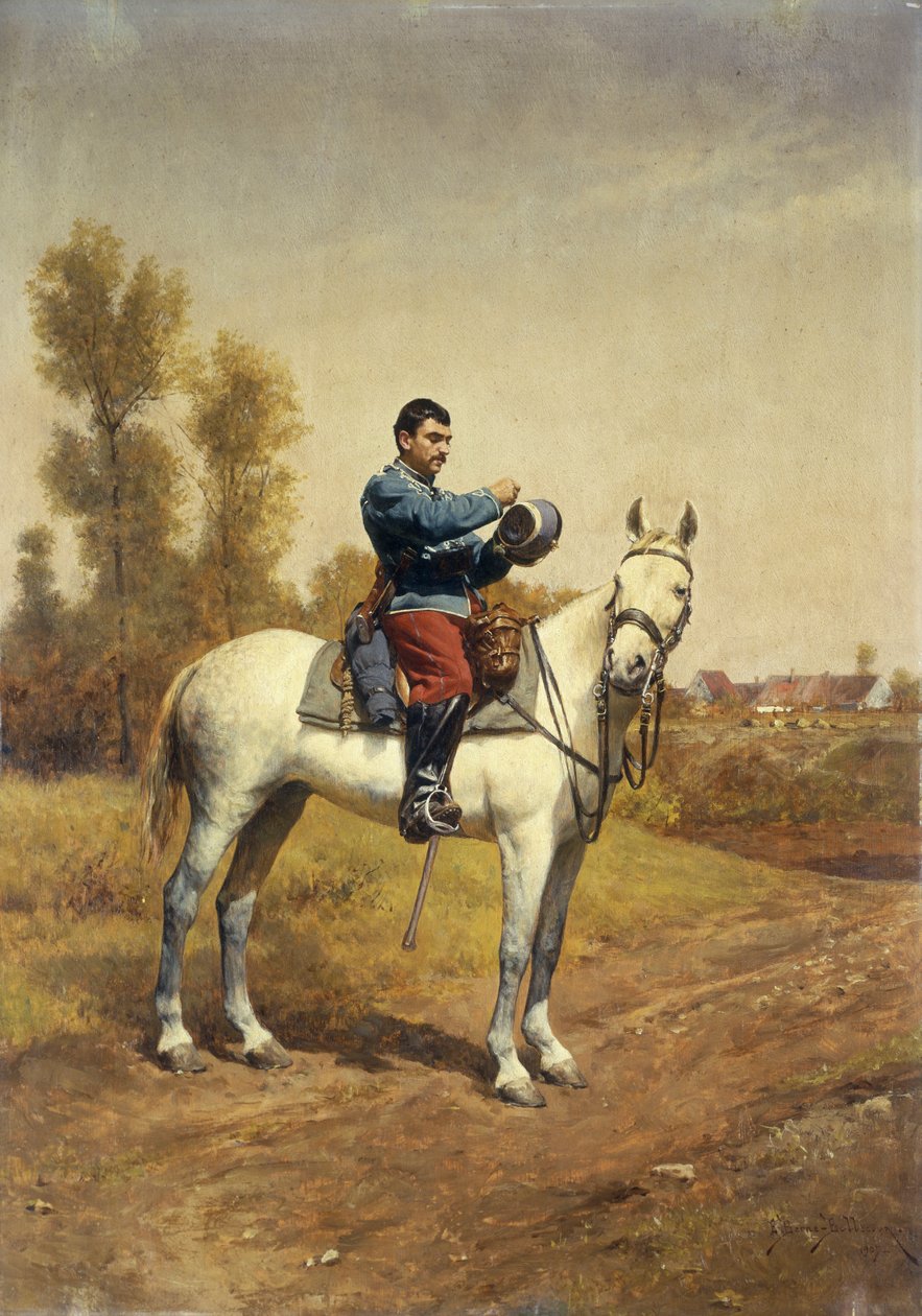 Kavalerist på en hvid oplader, 1907 af Etienne Prosper Berne Bellecour
