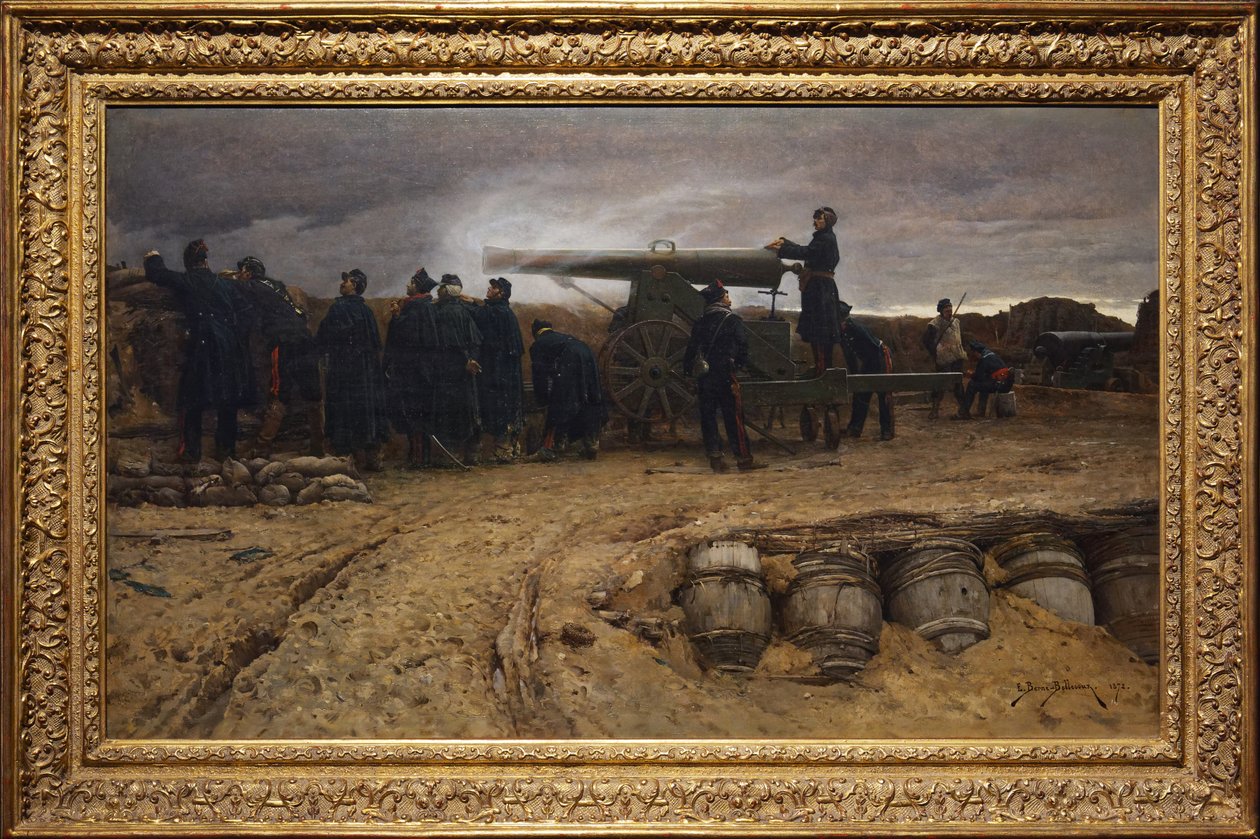 French heavy artillery piece at the siege of Paris, 1872dani af Etienne Prosper Berne Bellecour