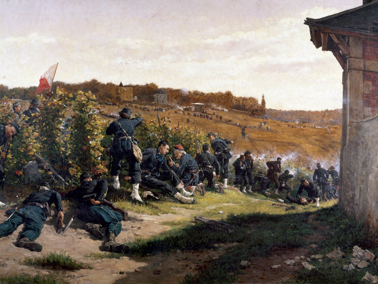 Tirailleurs de la Seine i slaget ved Rueil-Malmaison, 21. oktober 1870, detalje af Etienne Prosper Berne Bellecour